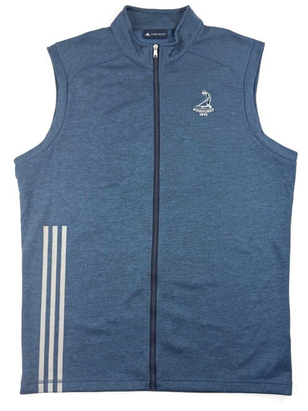 Adidas Pinehurst 1895 Golf Mens Vest Full Zip Jacket Sz Medium 3 Stripes Blue